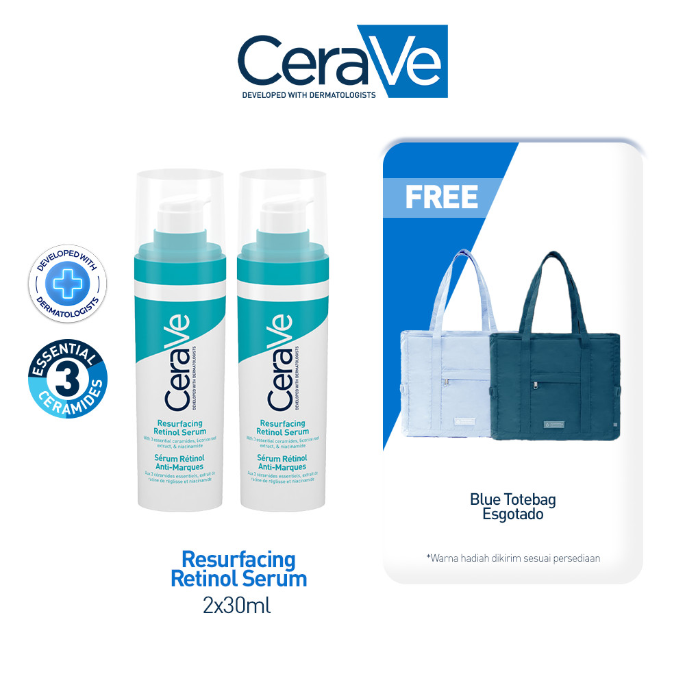 [Exclusive Brand Day] CeraVe Resurfacing Retinol Serum 30ml Twinpack FREE Tote Bag Esgotado