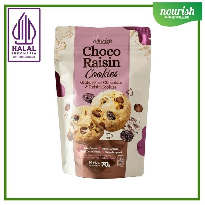 

Choco Raisin Cookies Gluten Free Chocolate Raisin 70gr - Kukis Sehat Stok Terbatas