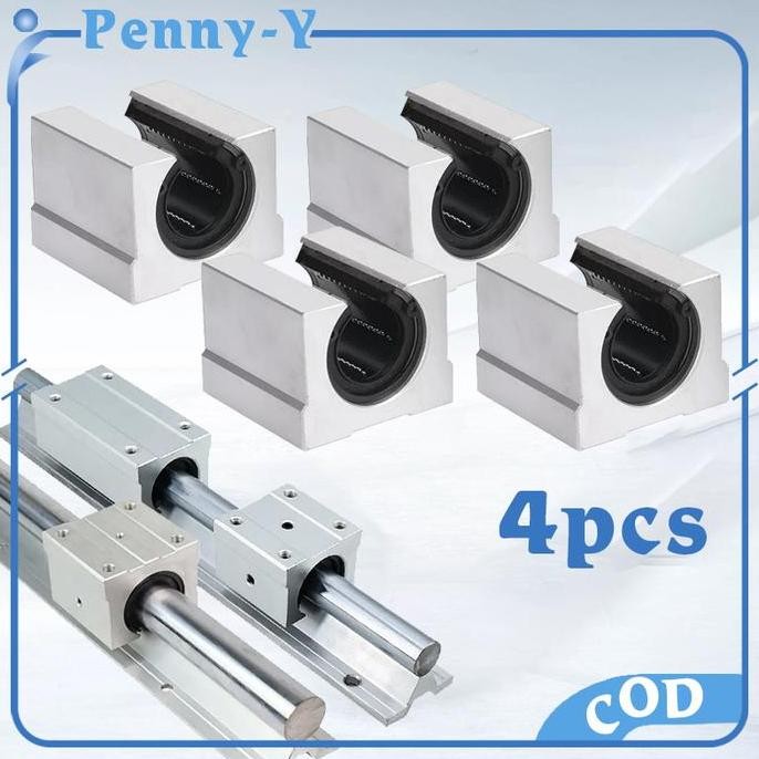 4Pcs Sbr16Uu Linear Bearing Block 16Mm Linear Gulde Bearing Block Sliding Cnc Rall