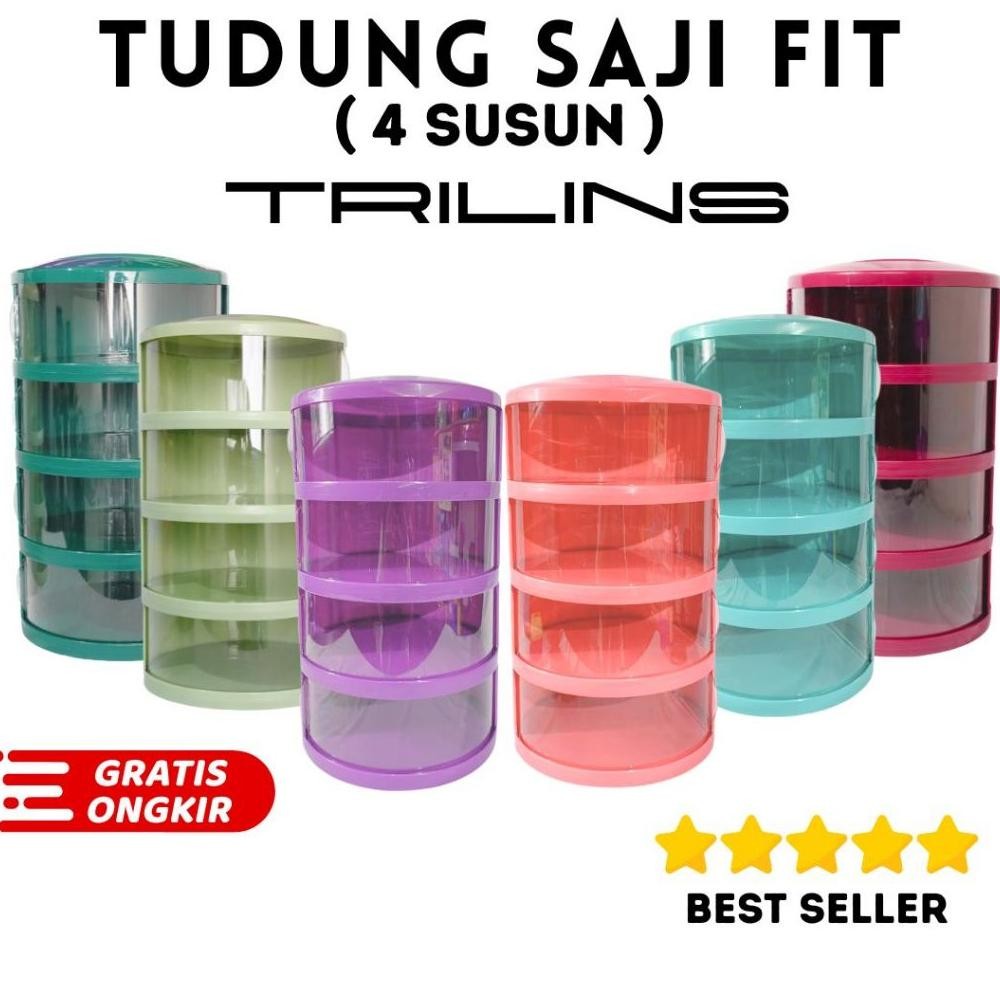 Kekinian - Tudung Saji FIT 4 Susun TRILINS Lebih Tebal FOOD GRADE Cover Multilayer Tempat Penyimpana