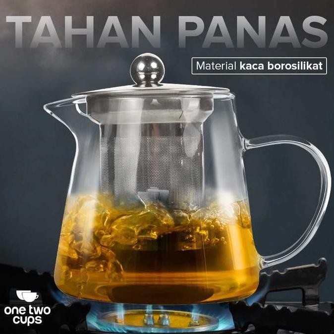 NC Teko Kaca Tahan Panas Bening Teko Teh Saringan Teh Teko Kaca Tahan Api Pitcher Teh