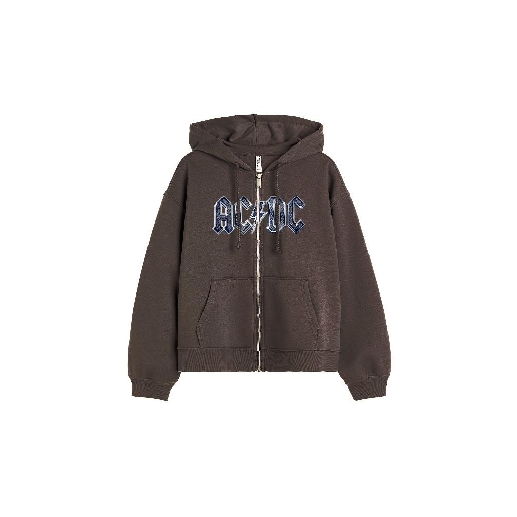 New Zipper Boxy ACDC Oversize Cowo Cewe Bisa Pakai Lengan Balon - Hoodie Zipper Boxy ACDC Chrome Zip