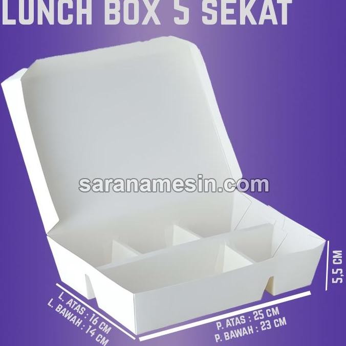 Paper Lunch Box 5 Sekat /Paper Box Anti Bocor 5 Sekat