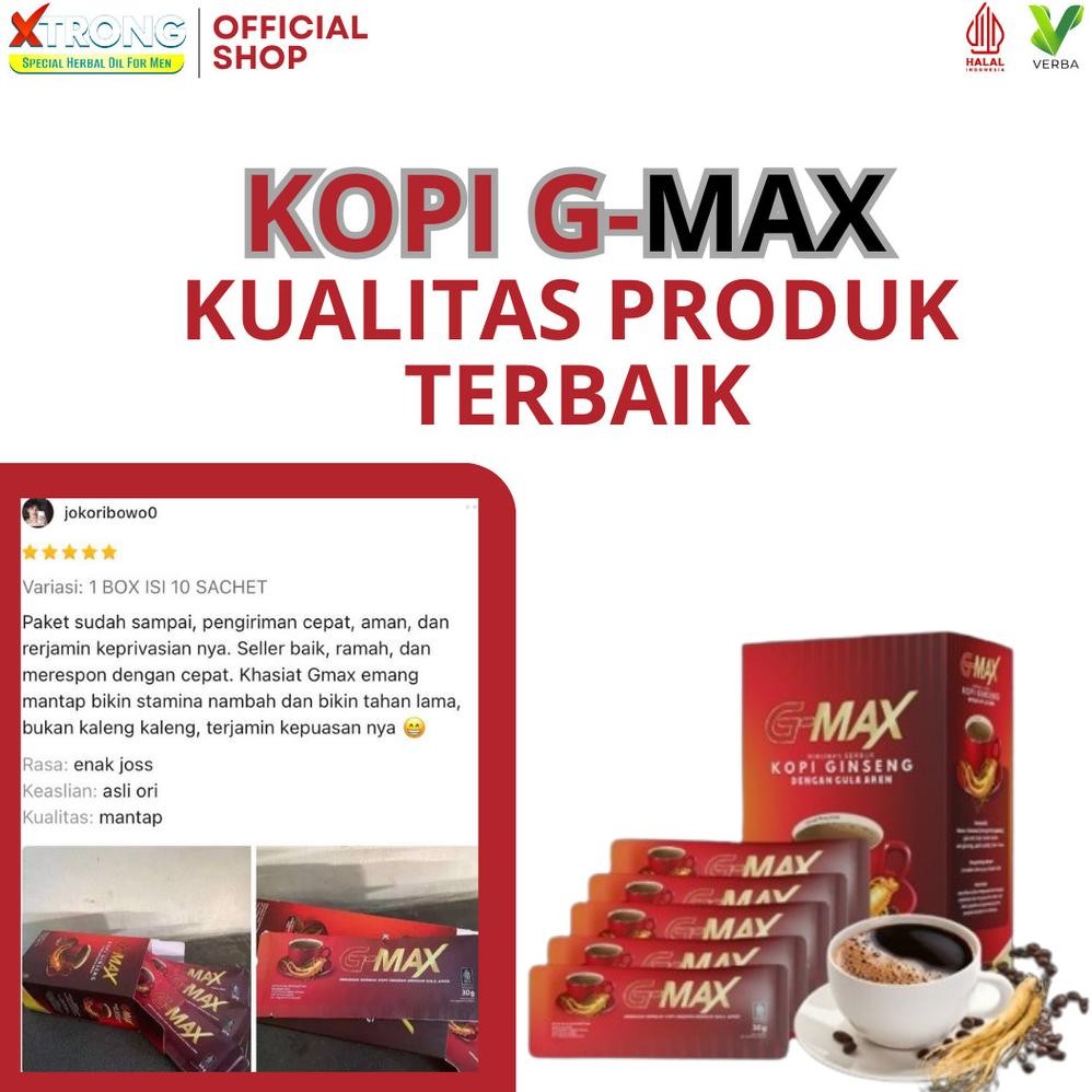 

Big Sale - Kopi G-Max Asli BPOM 1 Box Isi 10 Sachet Halal & Aman - Kopi Ginseng Stamina Pria Tahan Lama Aman ,,