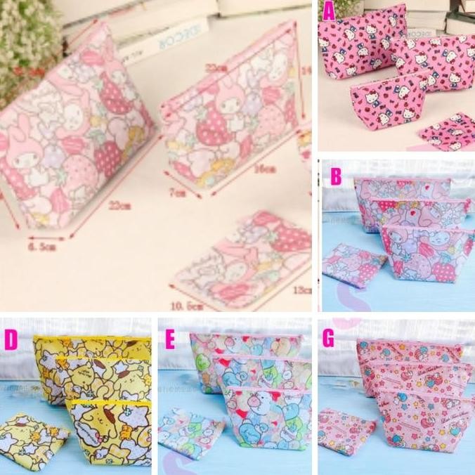 Pouch Dompet Set 4 In 1 Pompompurrin Doraemon Little Twin Stars Sumik