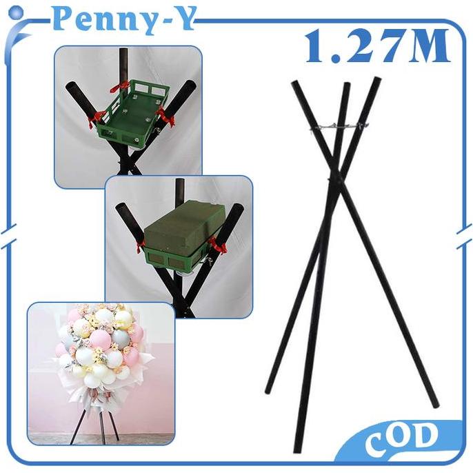 127Cm Tripod Flower Standing Wooden Stand Flower Kayu Standing Flower
