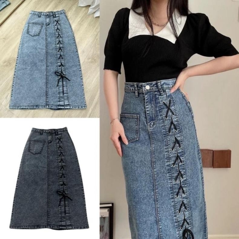 Rok Nikita Skirt - Rok Jeans Wanita Premium - Rok Panjang Jeans Wanita