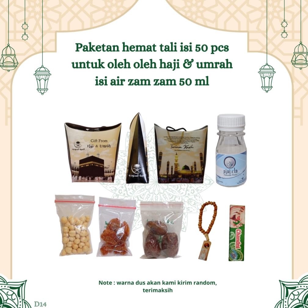 

50 Pcs Paketan Hemat Tali Untuk Oleh Oleh Haji Dan Umroh ( Botol Isi Air Zamzam 50 Ml )