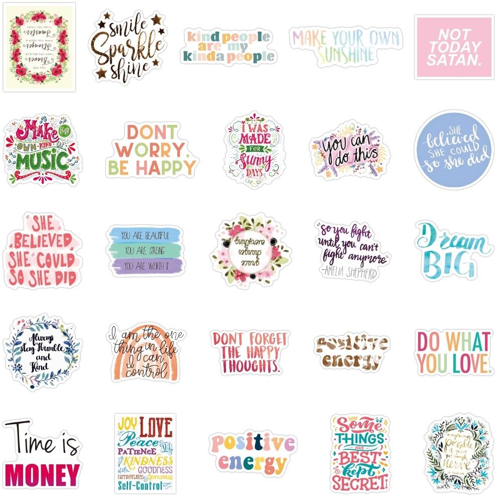 

Stiker Set Stiker Paket 50PCS Motivational phrases Stiker letter lucu Anti Air Stikers Berperekat Waterproof sticker decal buat Motor Helm Buku Journal Koper Casing HP Laptop Botol Minum hadiah anak MK-20