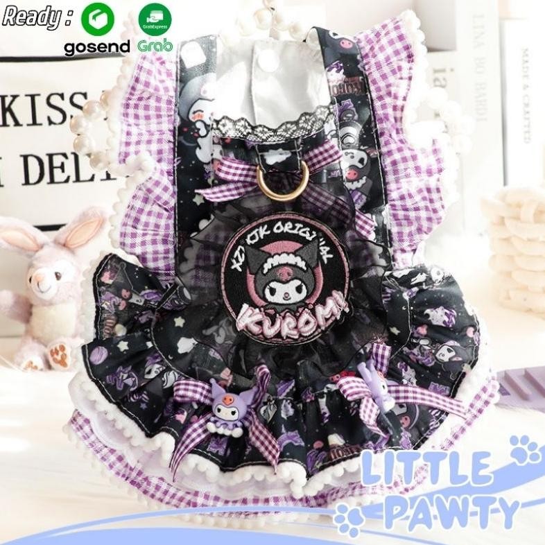 Littlepawty - Kuromi Dress | Baju Anjing Kucing Gaun Princess Lolita Anabul Betina Rok Tutu Harness 