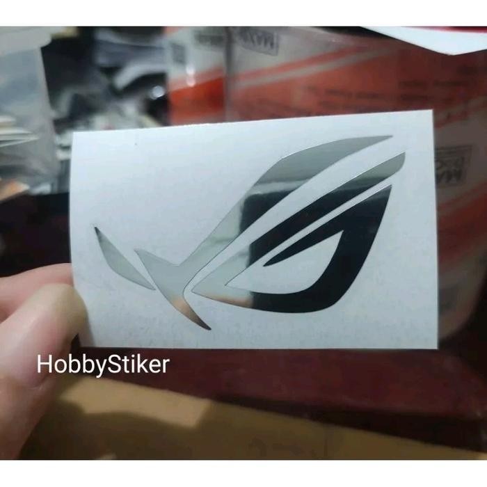 Stiker Rog Republic Of Gamer Silver Chrome Untuk Pc Laptop Hp