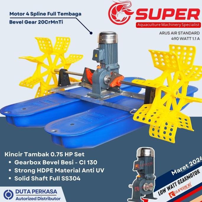 KINCIR AIR TAMBAK UDANG IKAN SUPER 0.75 HP 500 WATT 1 PHASE 220 VOLT KINCIR TAMBAK MINI FUTI ORIGINA