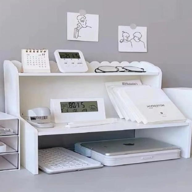 Rak Buku Laptop Organizer Rak Kayu Susun Minimalis Kokoh Meja Portable