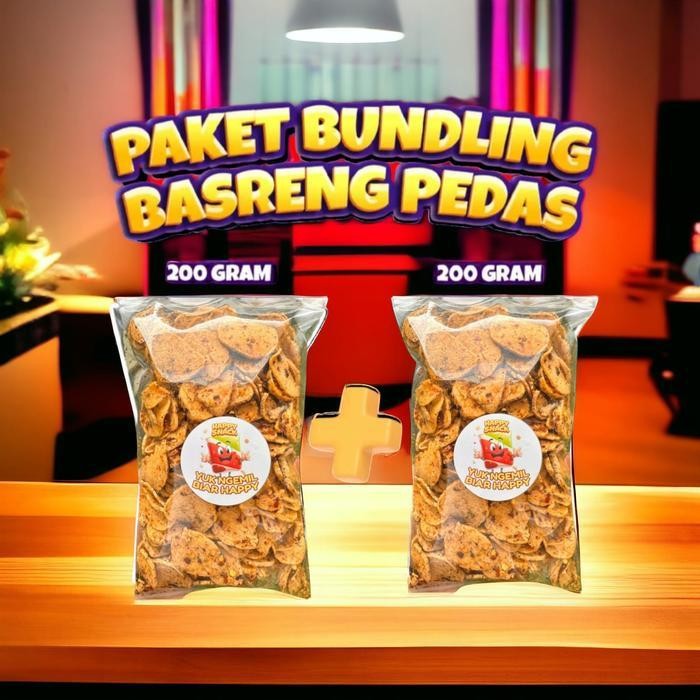 

FF PAKET HEMAT 2 PCS KEMASAN PRAKTIS 200GR BASRENG CHILI OIL CEMILAN HAPPY - Camilan Snack Keripik Pedas Kering Food