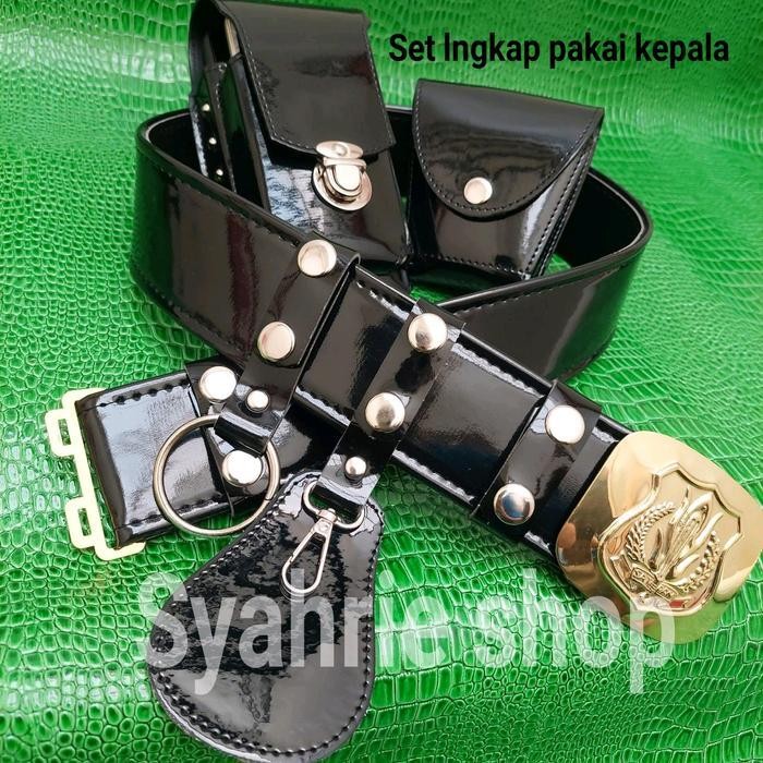SHS kopel satpam sabuk satpam hitam polos lengkap