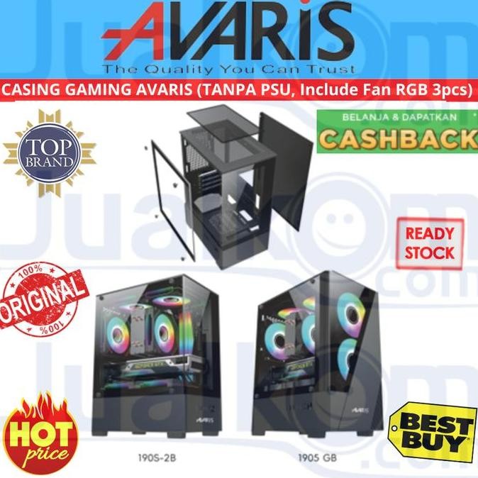 Casing Pc Gaming Case Avaris Free 3 Fan Rgb