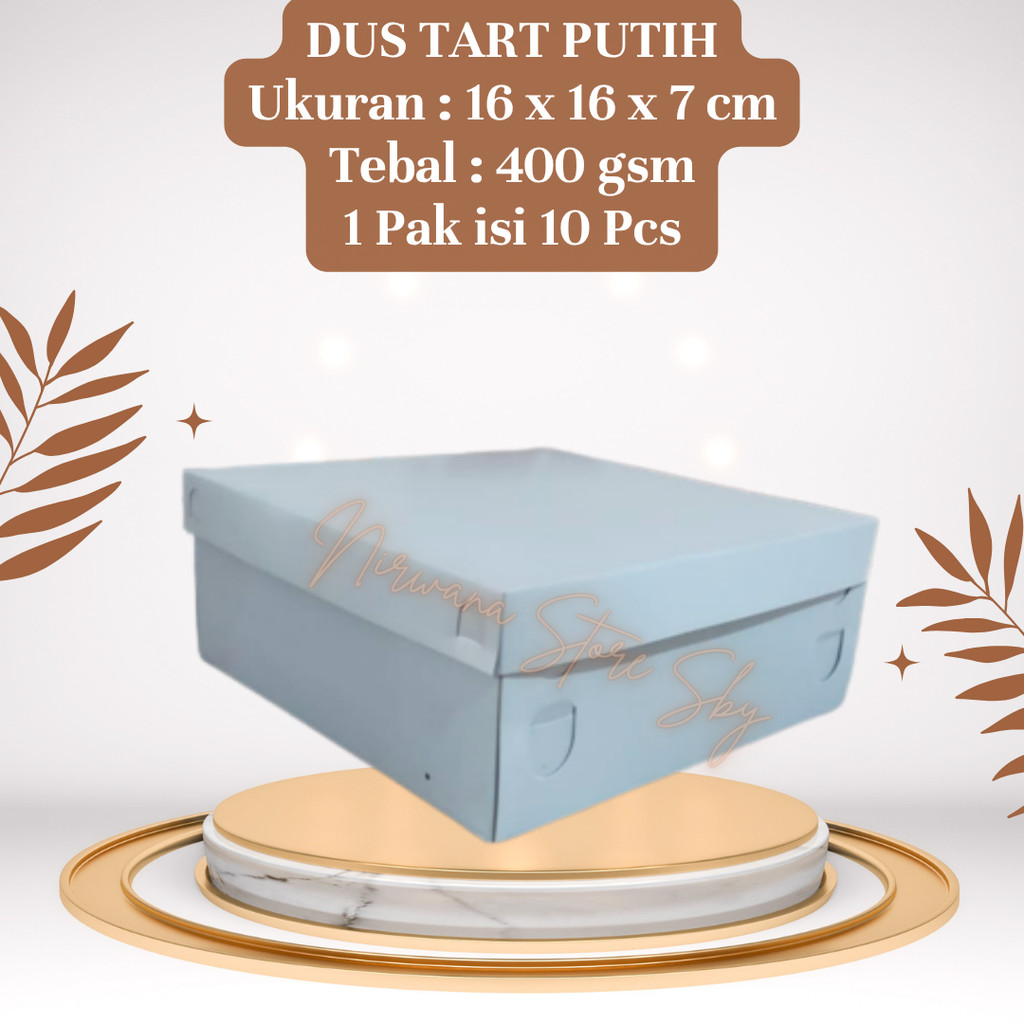 

(10 Pcs) Dus Tart Putih 16x16x7 / Box Kue / Dus Kue / Kotak Nasi