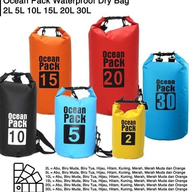 Ocean Pa Dry Wateroof Outdoor Bag Tas Anti Air Travel Ransel Pancing Renang Pantai Multi Color Warna