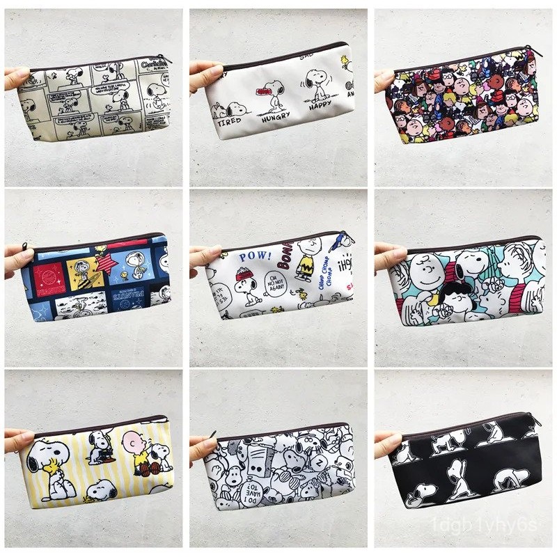 

12 pcs/lot Kawaii Snoopy Pencil Case Cute Pencil Box Stationery Pen Bag Stationery School Supplies SVVR