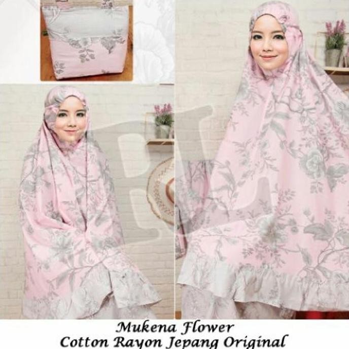 Mukena katun Jepang Flower pink RH