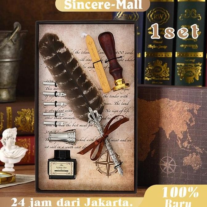 

TERLARIS! Bulpen Bulu Kaligrafi Feather Quill Fountain Kaligrafi Vintage Set