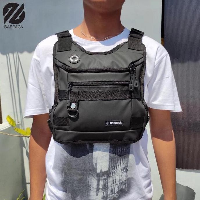 Terbaru Chest Bag Tas Dada Pria Waterproof Tas Rompi Pelindung Dada Polos Hitam Olahraga Sepeda Hiki