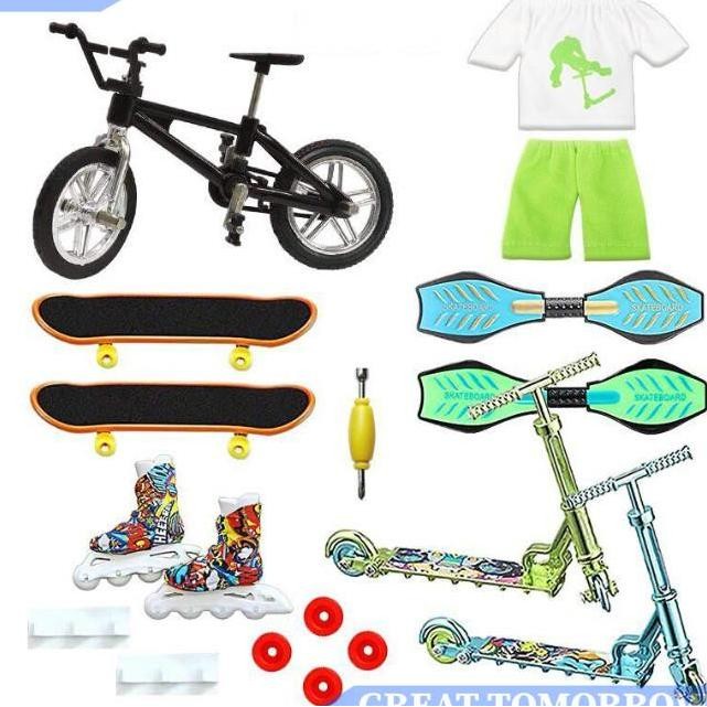 GT Set Mainan Jari Mini Skateboard BMX Sepatu Roda Miniatur Meluncur
