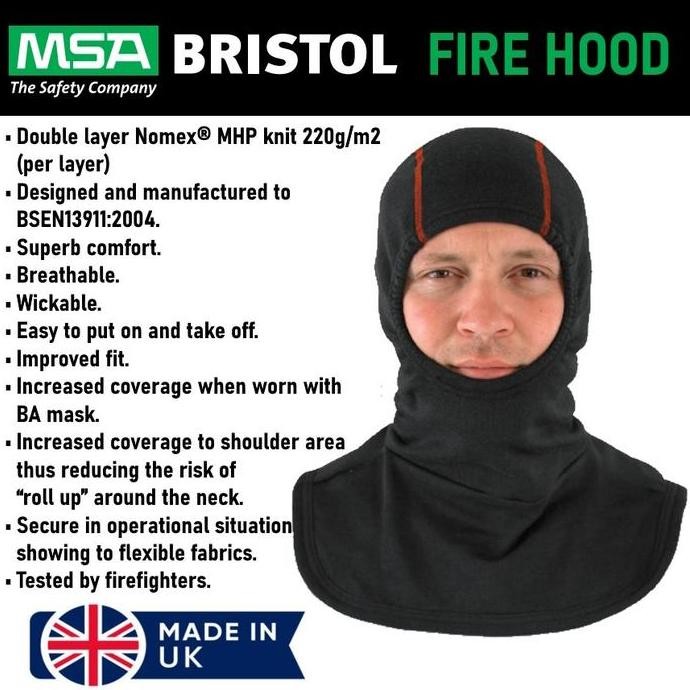 Msa Bristol Hood Fire / Fire Hood Nomex Balaclava / Fireman Hoods Co