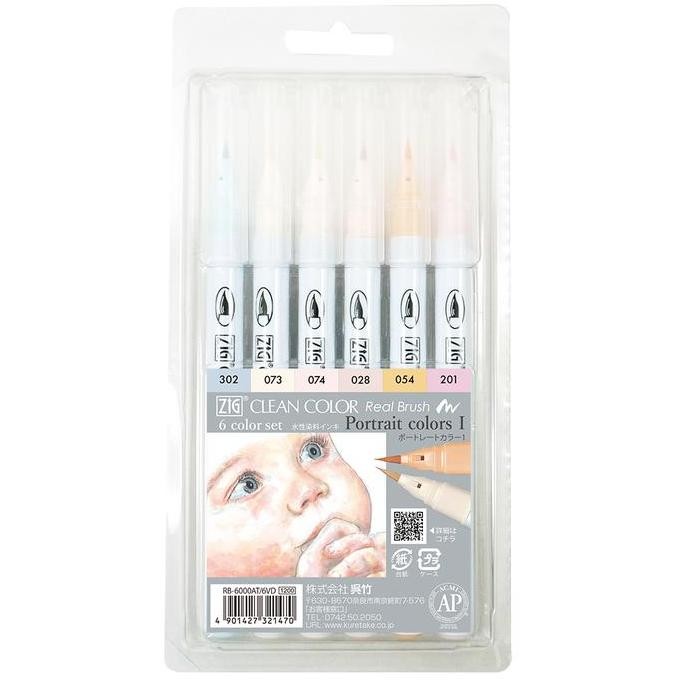 

TERBARU! ZIG CLEAN COLOR Real Brush 6 colors set " Portrait Colors