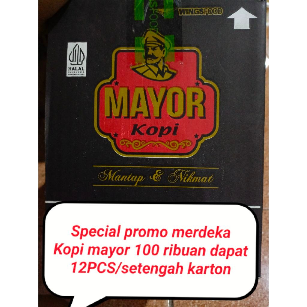 

Promo Kopi mayor 100ribuan dapat 12pcs/setengah karton kemasan 120gram