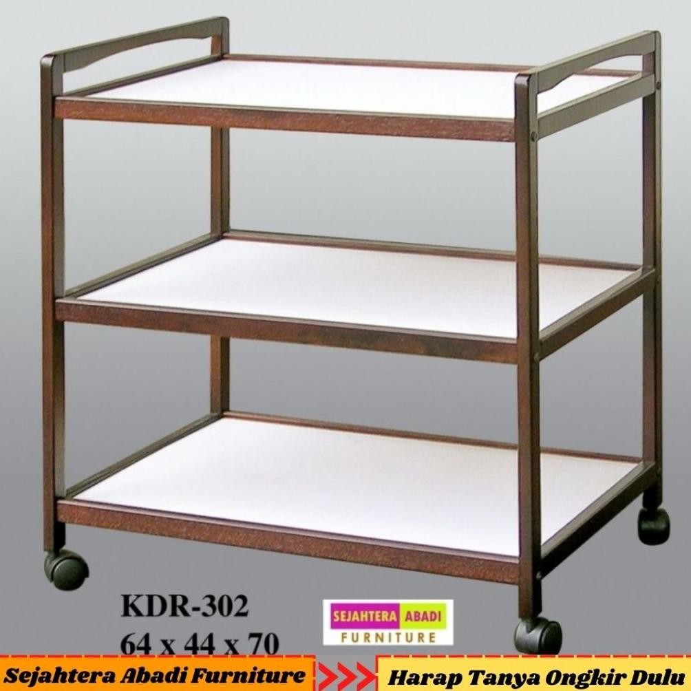 rak dorong serbaguna kayu, rak dapur dorong, rak tv, rak susun roda