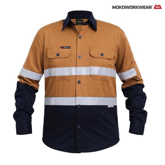 Mokoworkwear Wearpack Safety Baju Seragam Lapangan Brown Navy Reflector Co