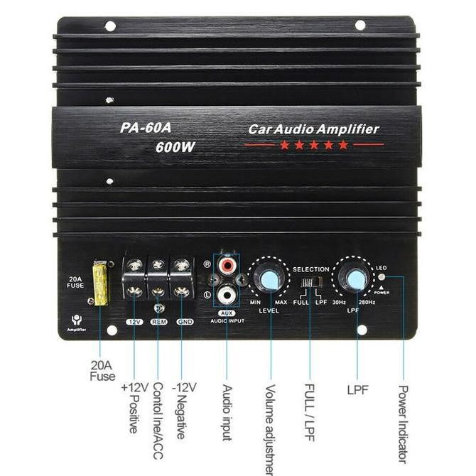 New Kit Power Ampli Mobil Bass Subwoofer 600W 4 Ohm Mono 12V DC PA-60A