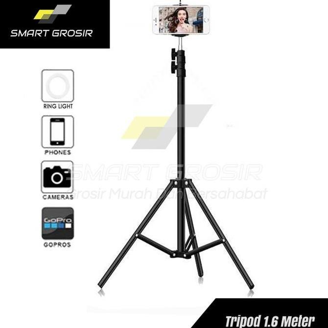 Diskon Tripod HP 3161 Tinggi 1.6 Meter Stand Kamera Handphone + Holder Ring Light Shopee Tripot