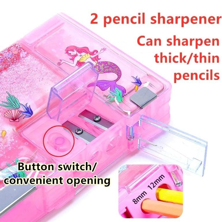 

Kotak Pensil Pasir dengan Kunci Sandi + Kotak Pensil Glitter 2 Sisi Multifungsi