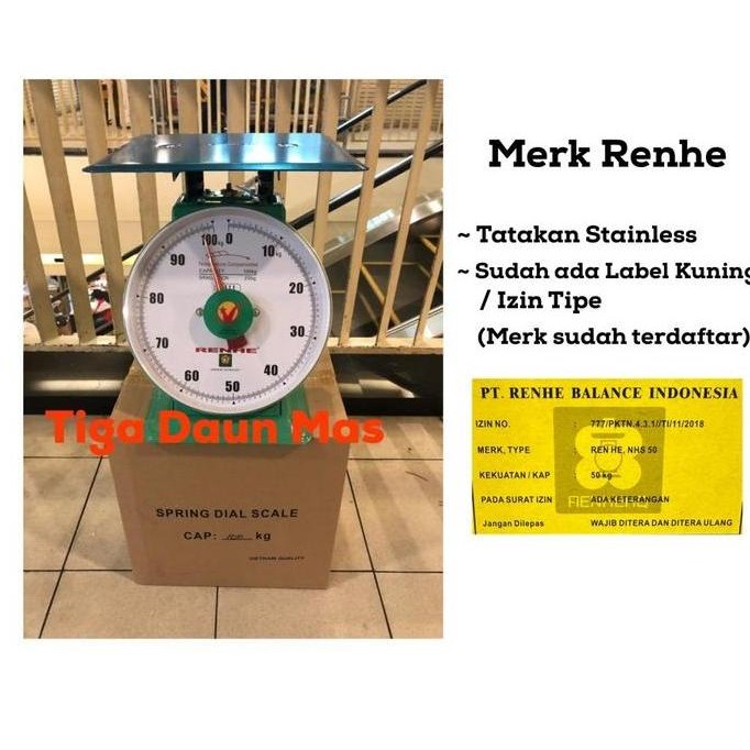 Timbangan Duduk Jarum Renhe 100 Kg / Timbangan Manual Renhe Kualitas Vietnam 100 Kg Co