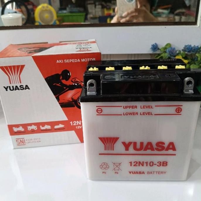 Aki  Yuasa 12N10 Accu 12N10-3B 12V 10Amper Thunder Viar Kaisar Genset Vespa 12 Volt 10 Ah - Lapisan 