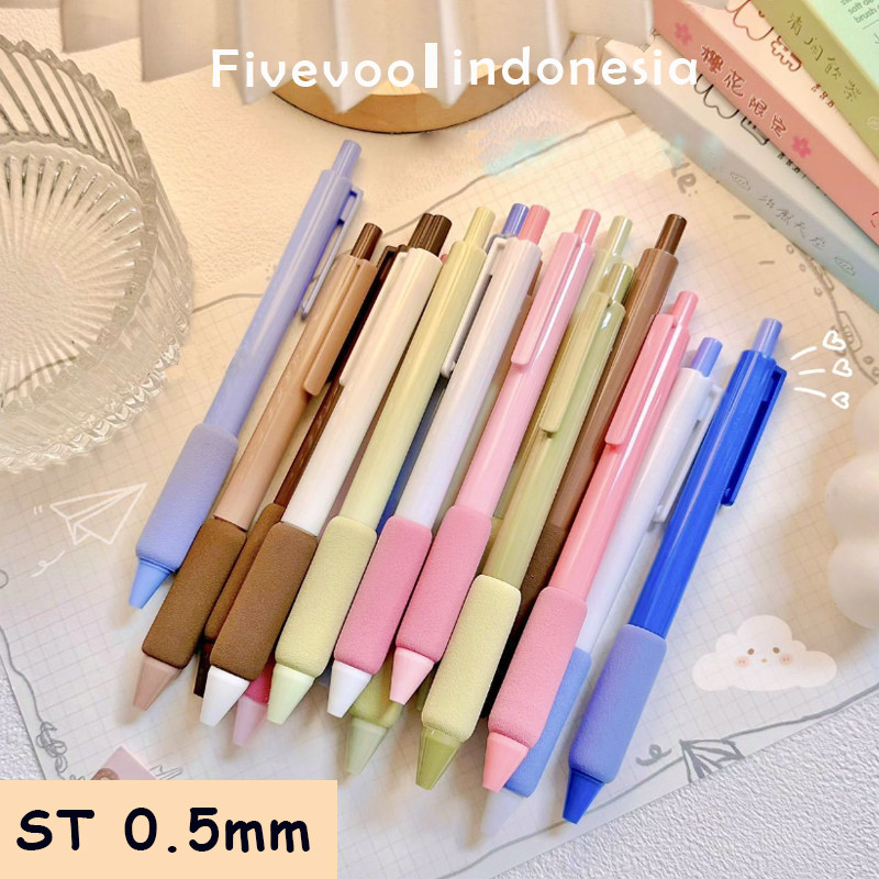 

FIVEVOO 4pcs Pulpen Gel 0.5mm Tinta Hitam | Warna Pastel Matte Lembut dan nyaman
