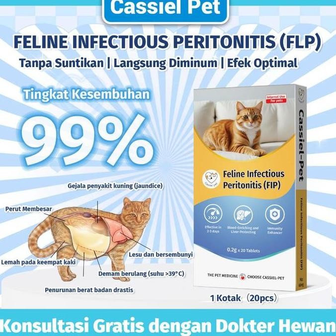 Cassiel Pet Anti Virus Obat Fip Kucing Fip Tablet (Fip Basah - Fip Kering - Fip Neuro) (1 Kotak) Co