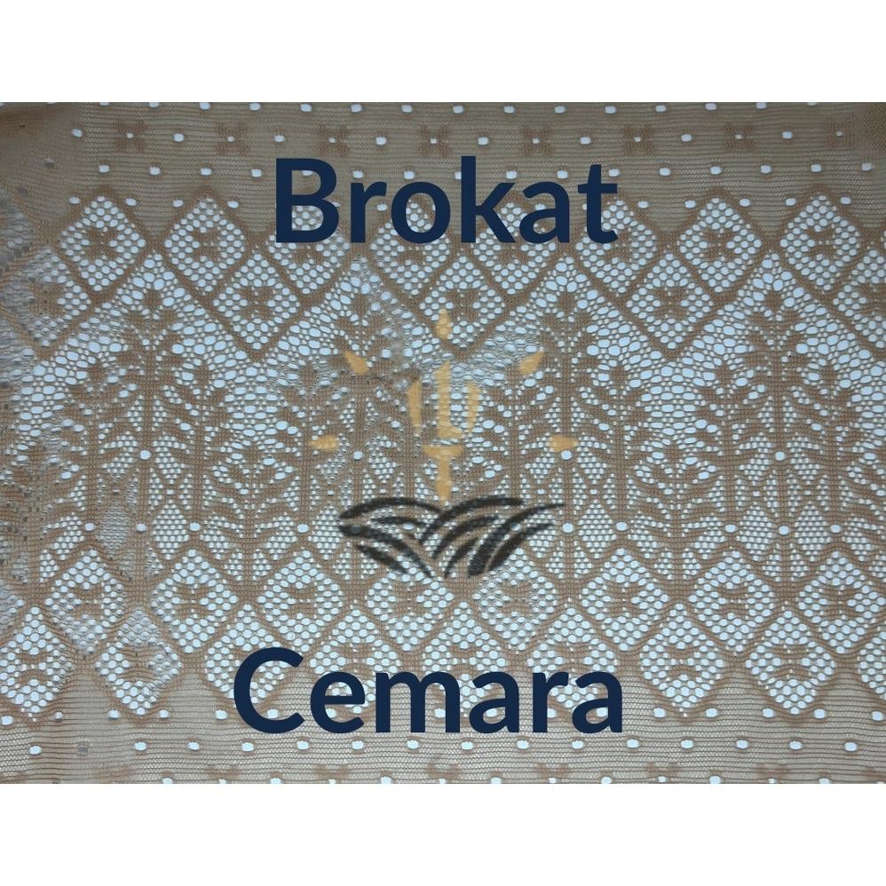 DY30 - Kain Kebaya Brokat Salur Malika Kain Brukat Malika Salur Cemara Lebar 1.5m (per 0.5m)