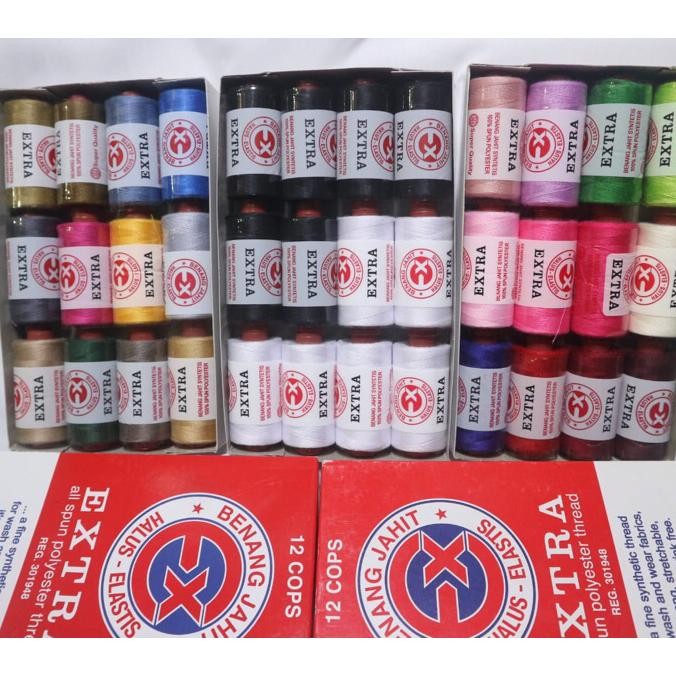 Benang Jahit Extra Warna Campur Satu Lusin 12 Pcs
