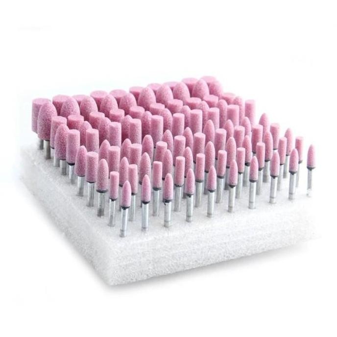 Mata Bor Asah Pink M4 M5 M6 M8 M10 Shank 3Mm Set 100 Pcs Mounted Point Batu Grinding Batu Asah Poles