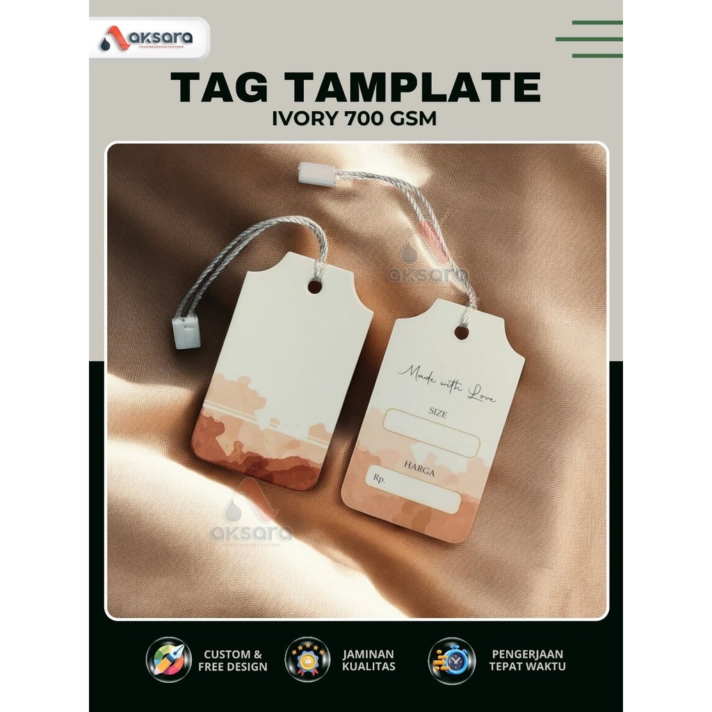 

CETAK LOGO FREE TAMPLATE / Nama Brand Hangtag Polos Hangtag Baju Hangtag Premium IVORY