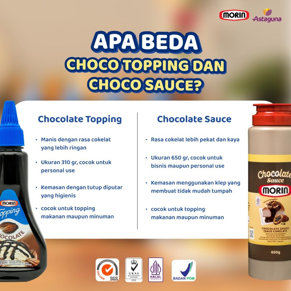 

Morin Sauce Tube - All Variant - Salted Caramel 650gr, Chocolate 650gr, Ganduiya Cokelat Hazelnut 550gr