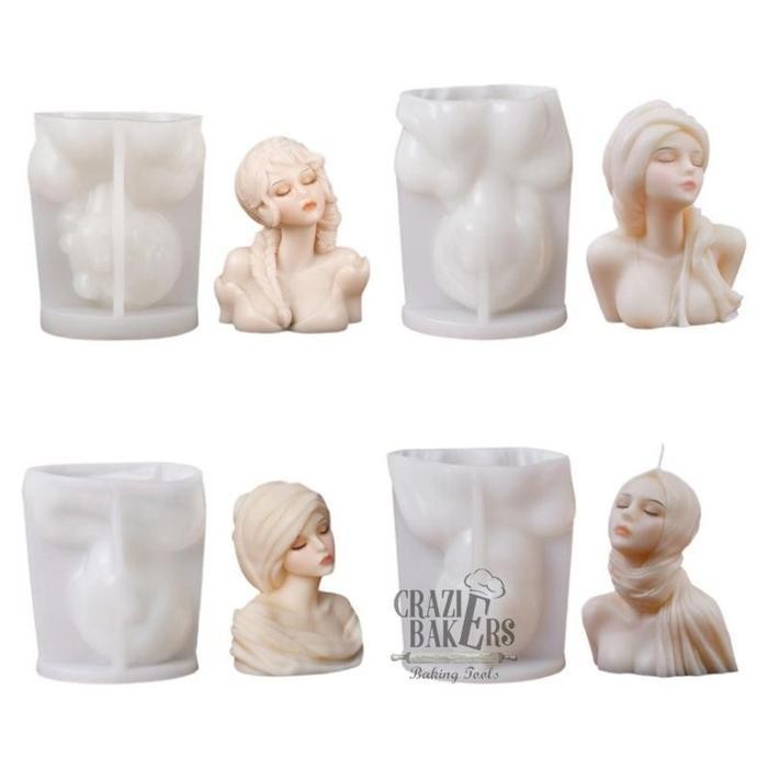 (Terbaru) Cetakan Silikon Sweet Goddess -   Female Half Body Portrait Wanita Setengah Badan 3D Mold 