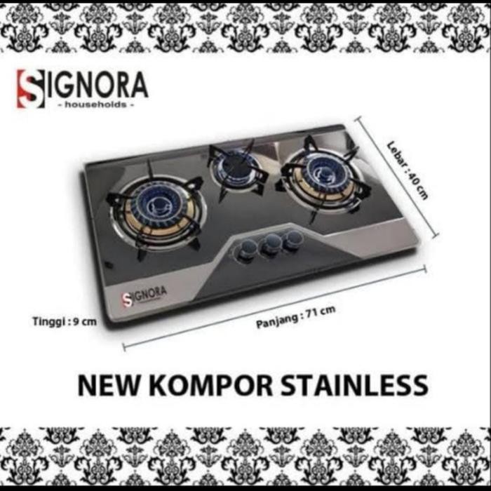 (Best Saller) Kompor Gas Signora 3 Tungku Stainless Steel Bestseller