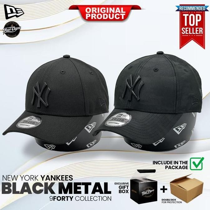 Topi New Era Original MLB New York Yankees Black Metal Badge 9FORTY | METAL DOFF | METAL GLOSSY | To