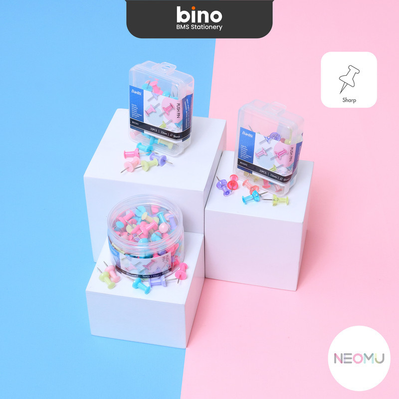 

[BMS Surabaya] Bantex Push Pin / Paku Pin / Jarum Tekan 23 mm Warna Warni Pastel Satu Set