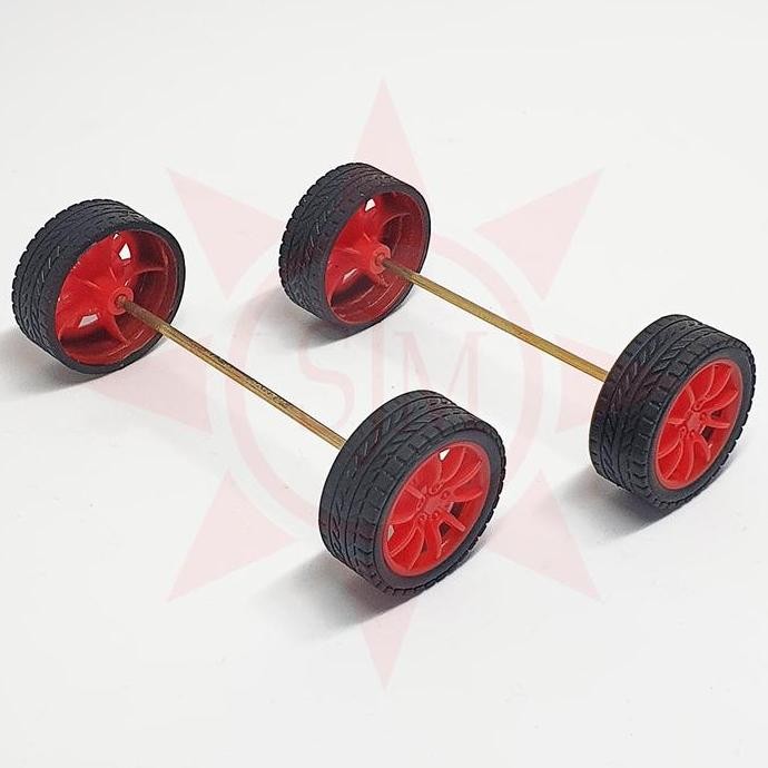Roda Karet Plastik Merah Mobil Mainan