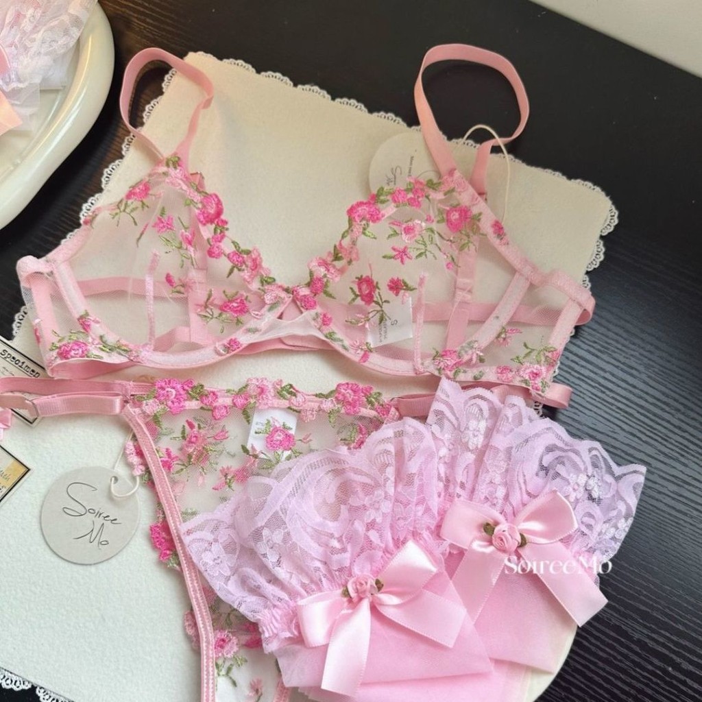 【Yunrouju】【COD】Bra bordir bunga peri untuk wanita dengan payudara besar, pengangkat kecil dan anti k